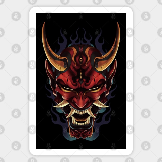 Red Oni Mask Magnet by Mang Kumis